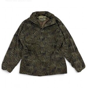 Drunknmunky Green Leaf Camo Jacket Full Zip Hoodie Pockets Utility Men's Large